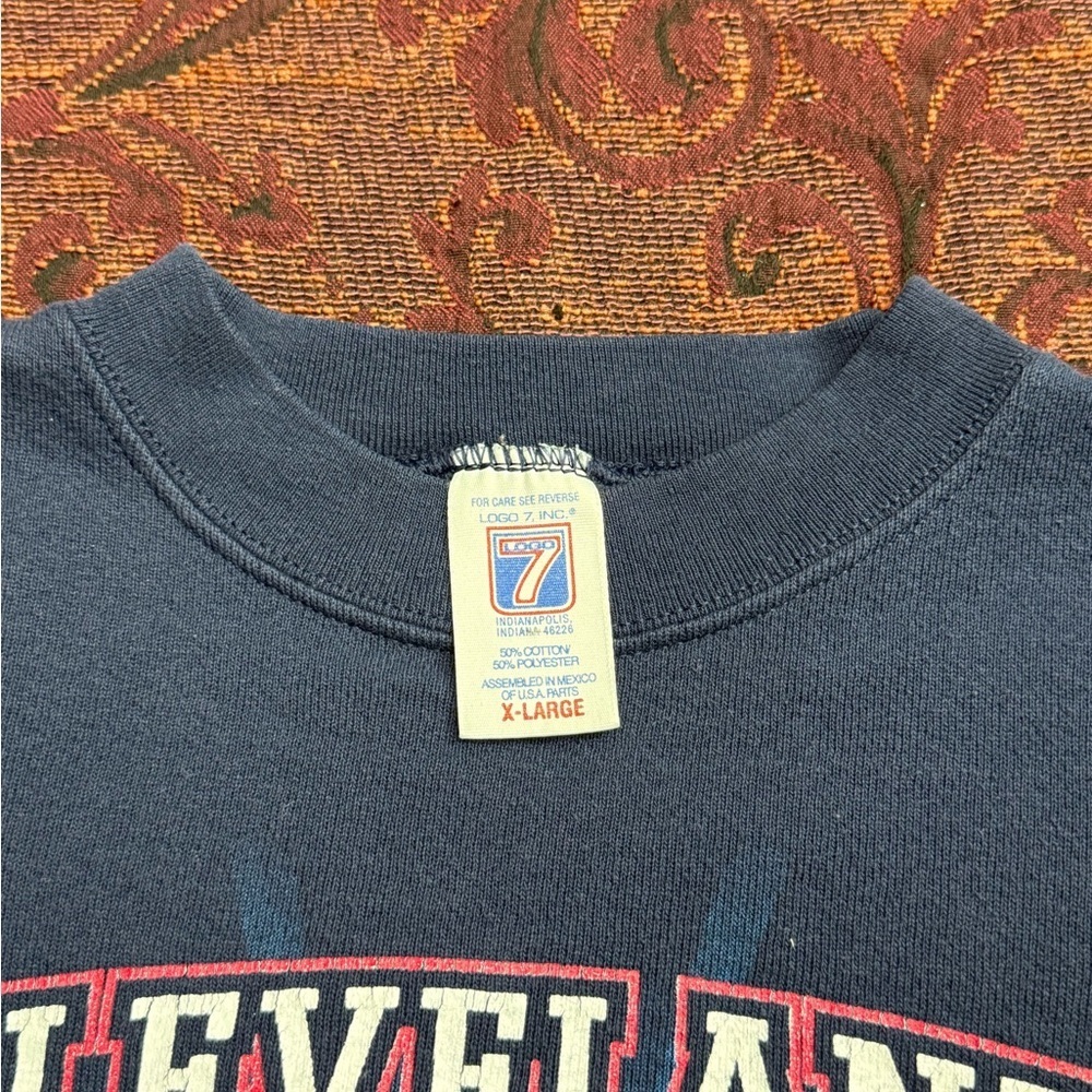 90s Logo 7 Cleveland Indians Crewneck Sweater - Picture 2 of 9